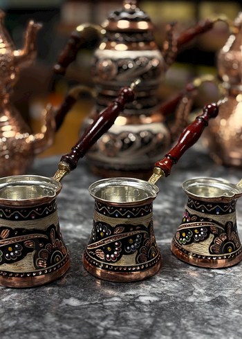 El İşçiliği Bakır Cezve Seti