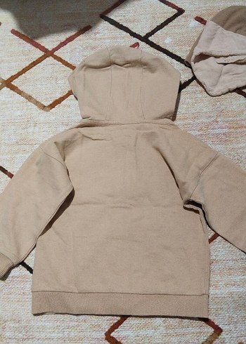 2 Yaş Beden ten rengi Renk Kapüşonlu Bej Bebek Fermuarlı sweatshirt
