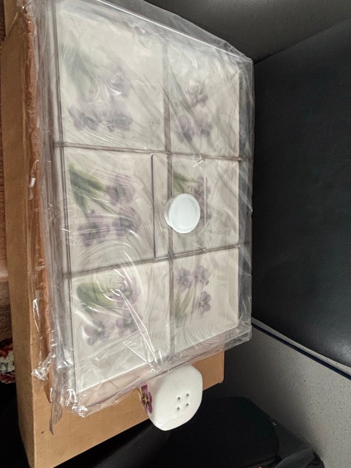 Mor Çiçek Desenli Bohem Porselen Tabak Seti kahvaltı seti - Görsel 2