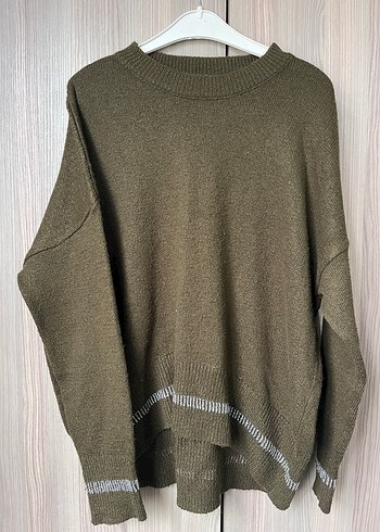 Kadın Kahverengi Oversize Triko Kazak - Görsel 2