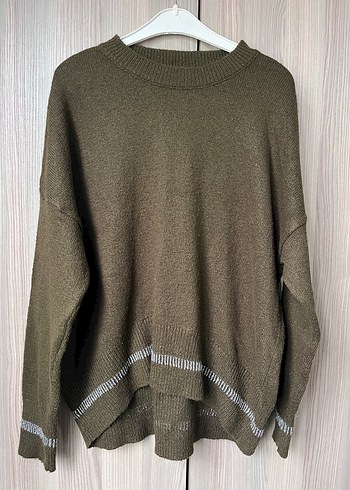 Kadın Kahverengi Oversize Triko Kazak - Görsel 3