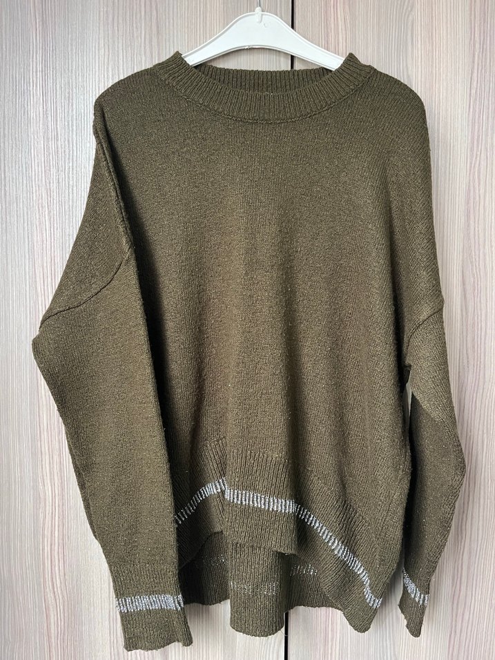 Kadın Kahverengi Oversize Triko Kazak - Görsel 2