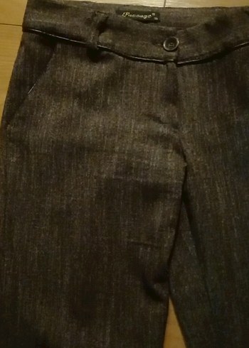 Kemerli Kahverengi Kadın Denim Kumaş Pantolon - Görsel 2