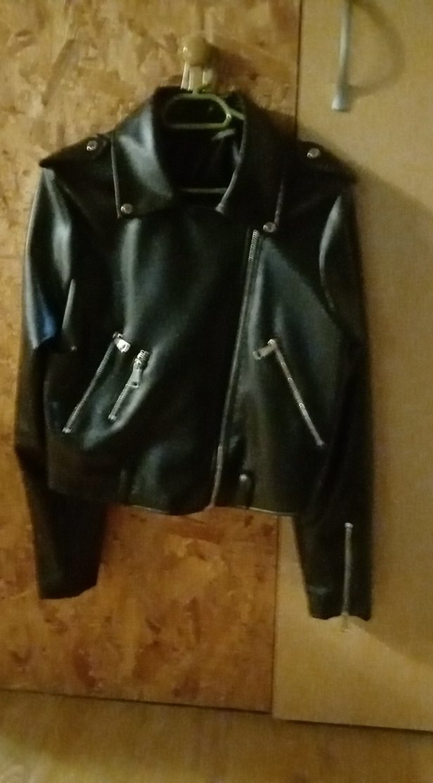 Siyah Deri Kadın Biker Ceket - Görsel 3