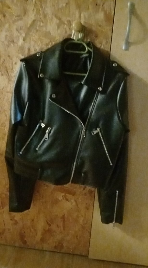 Siyah Deri Kadın Biker Ceket - Görsel 4