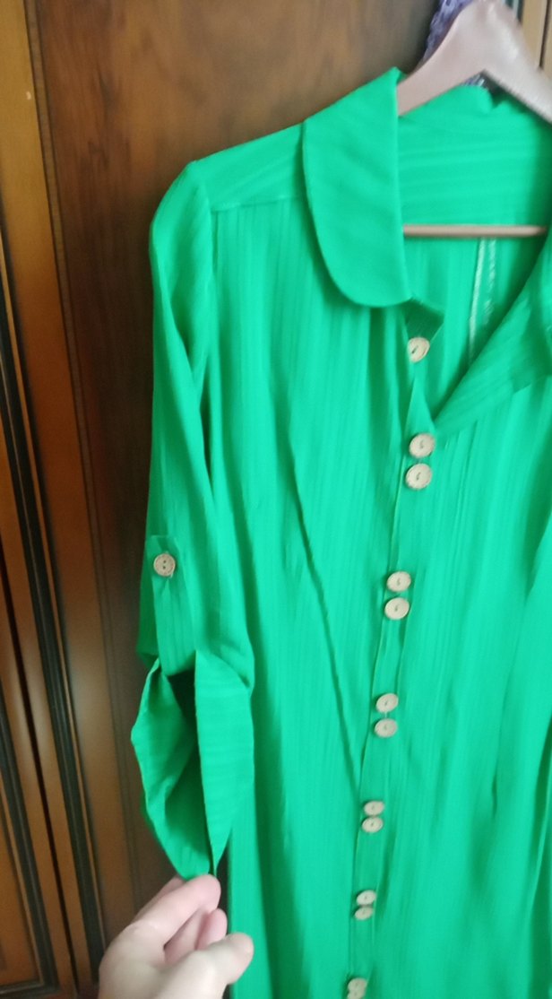 Düğmeli Yeşil elbise - Görsel 2