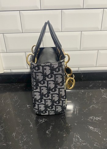 Beden gri Renk Christian Dior Gri Denim Zincir Detaylı Çanta
