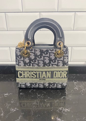 Christian Dior Gri Denim Zincir Detaylı Çanta