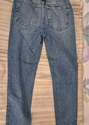 34 Beden mavi Renk Gri Renk Yırtık Detaylı Kadın Denim Pantolon