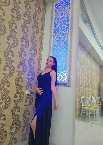 Abiye Siyah askılı uzun abiye