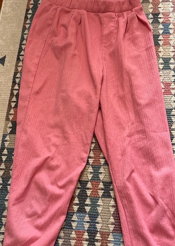 Pembe Pilili Kadın Keten Pantolon