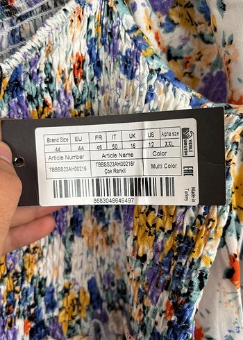 44 Beden Çiçek Desenli Midi Bohem Büyük Beden Elbise