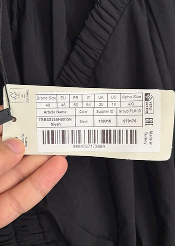 48 Beden Siyah V Yaka Büyük Beden Elbise