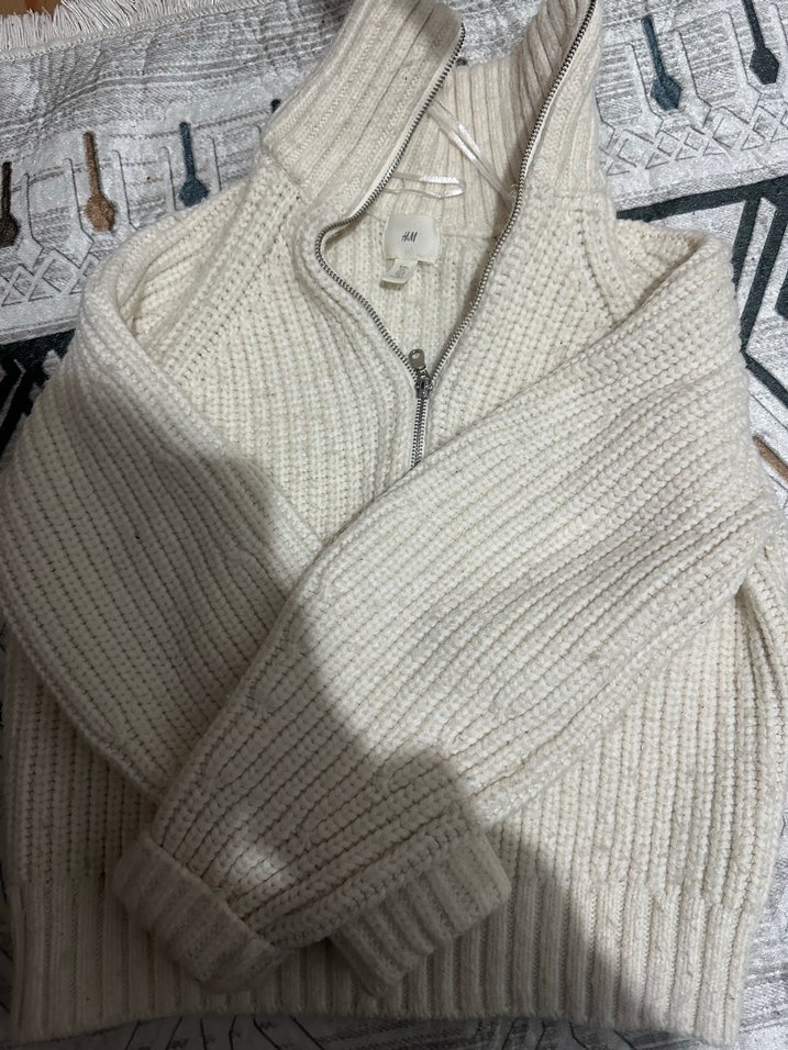 Gri Yarım Fermuarlı Örgü Kadın Kazak - Görsel 2