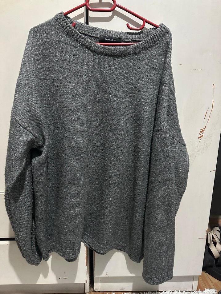 Gri Kadın Triko Kazak - Görsel 3