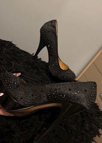 38 Beden siyah Renk Sivri Topuklu Siyah Deri Gotik Kadın Ayakkabı