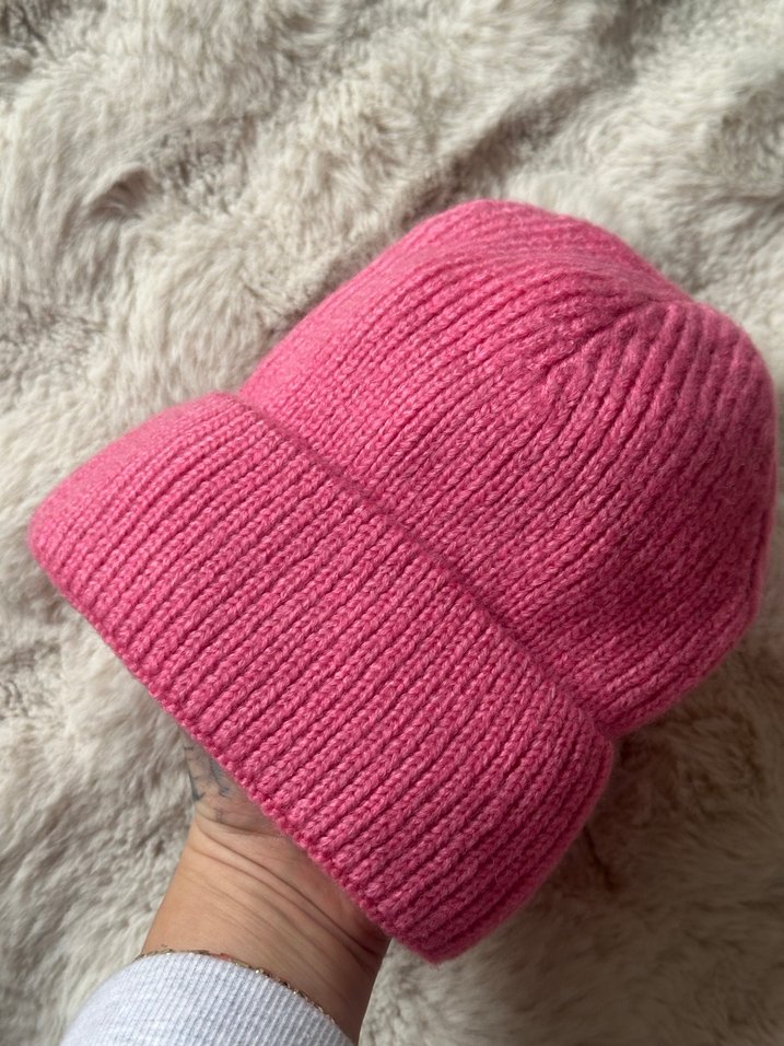 Pembe Örgü Kadın Bere - Görsel 2