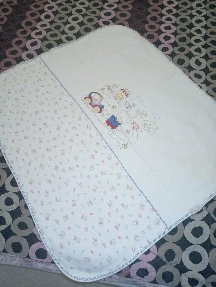 Nakışlı Pamuklu Beyaz Çocuk Battaniyesi - Görsel 3