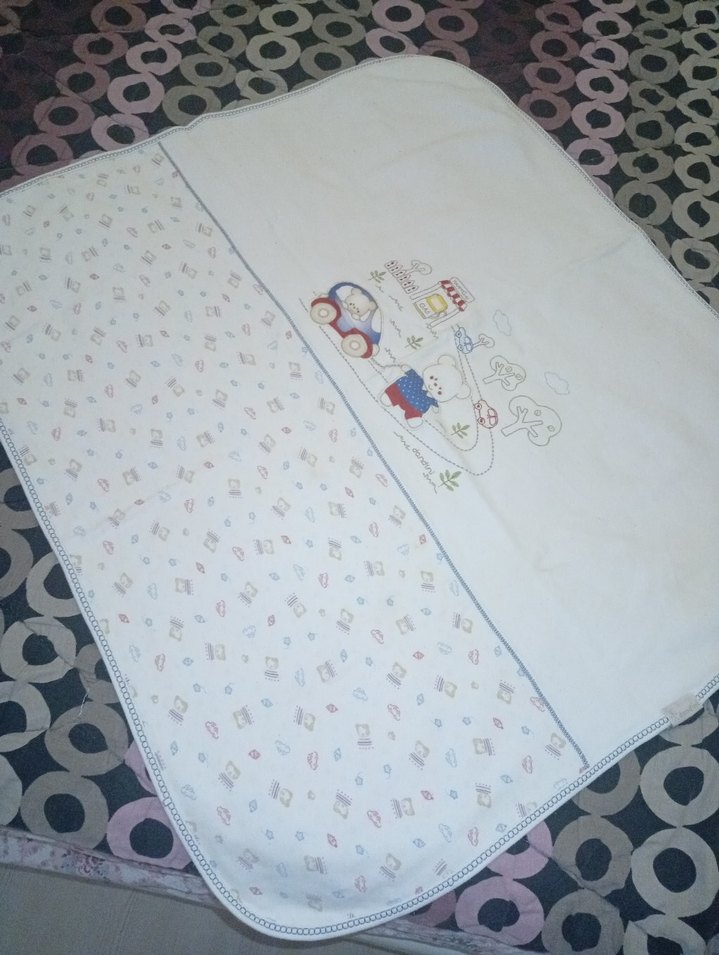 Nakışlı Pamuklu Beyaz Çocuk Battaniyesi - Görsel 2