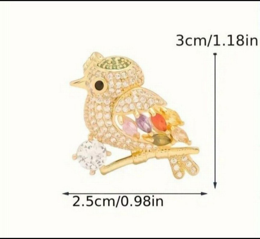 Renkli Taşlı Kuş Broş - Görsel 2