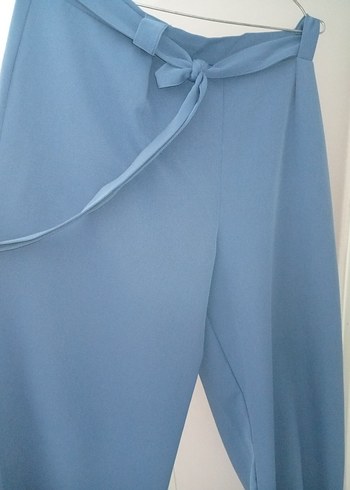 Mavi Midi Kadın Kumaş Pantolon - Görsel 3