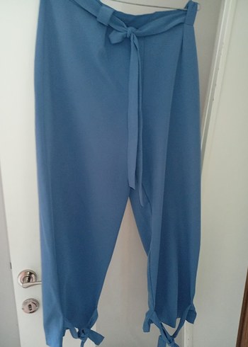 Mavi Midi Kadın Kumaş Pantolon - Görsel 2