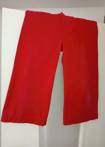 Kırmızı Midi Kadın Rahat Kesim Pantolon - Görsel 2