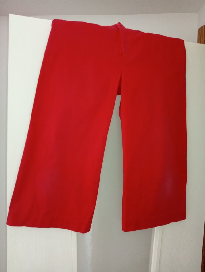 Kırmızı Midi Kadın Rahat Kesim Pantolon - Görsel 2