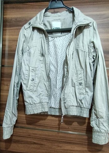 Bej Düğmeli Uzun Kollu Kadın trençkot - Görsel 2