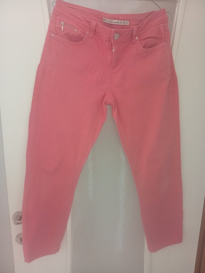 Pembe Rahat Kesim Kadın kot Pantolon - Görsel 2