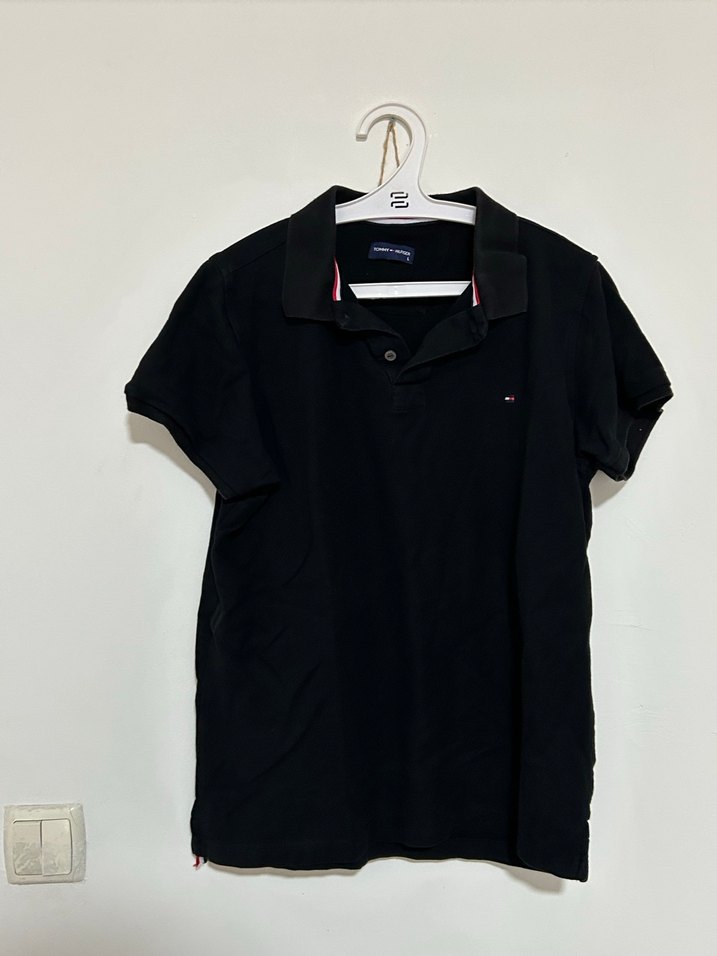 Tommy Siyah Pamuklu Polo Tişört - Görsel 3