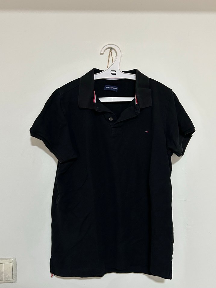 Tommy Siyah Pamuklu Polo Tişört - Görsel 2