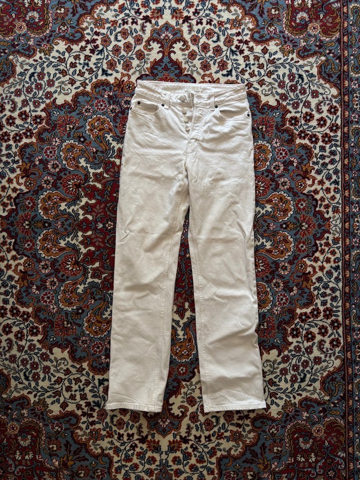 H&M white straight high waist kot pantolon - Görsel 3