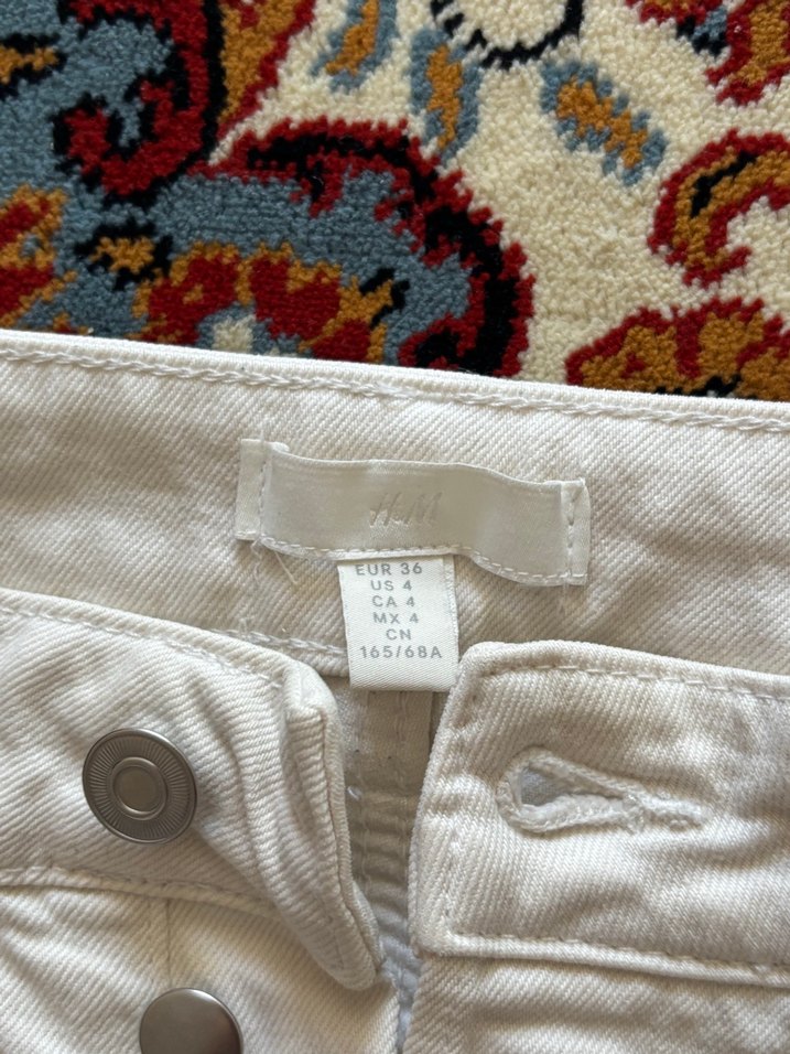 H&M white straight high waist kot pantolon - Görsel 2