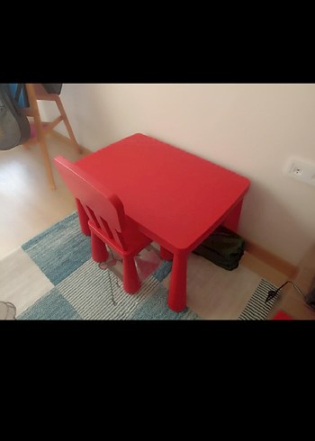 Ikea Kırmızı Çocuk Masa ve Sandalye Seti