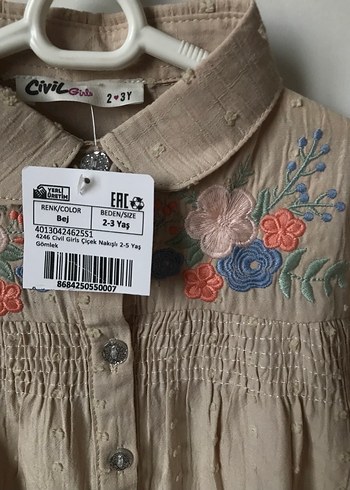 Kız Çocuk Nakışlı Gömlek - Görsel 3