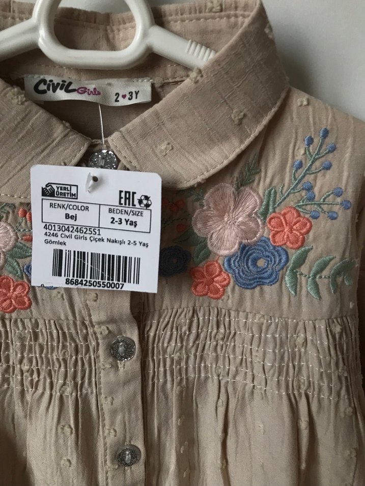 Kız Çocuk Nakışlı Gömlek - Görsel 3