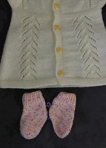 Kız Bebek Örgü Hırka-Patik - Görsel 3