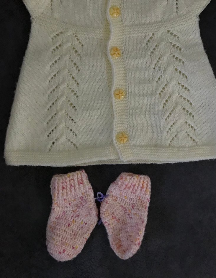 Kız Bebek Örgü Hırka-Patik - Görsel 3