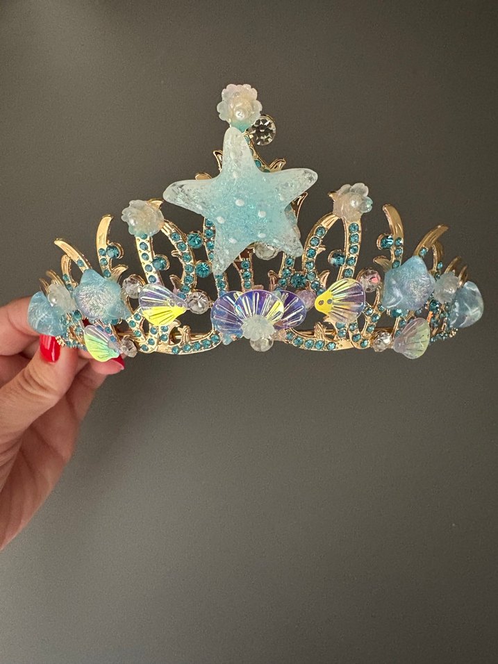 Turkuaz Payetli Deniz Temalı Taç - Görsel 2