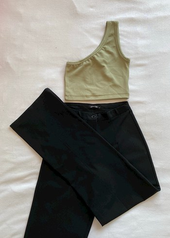 Armalife Tek Omuzlu Haki Crop Top