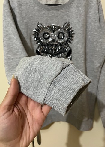 Diğer Gri Kadın Baskılı Uzun Kollu Sweatshirt