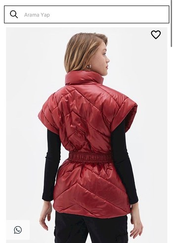 Bordo Kemerli Kısa Kadın Yelek - Görsel 2