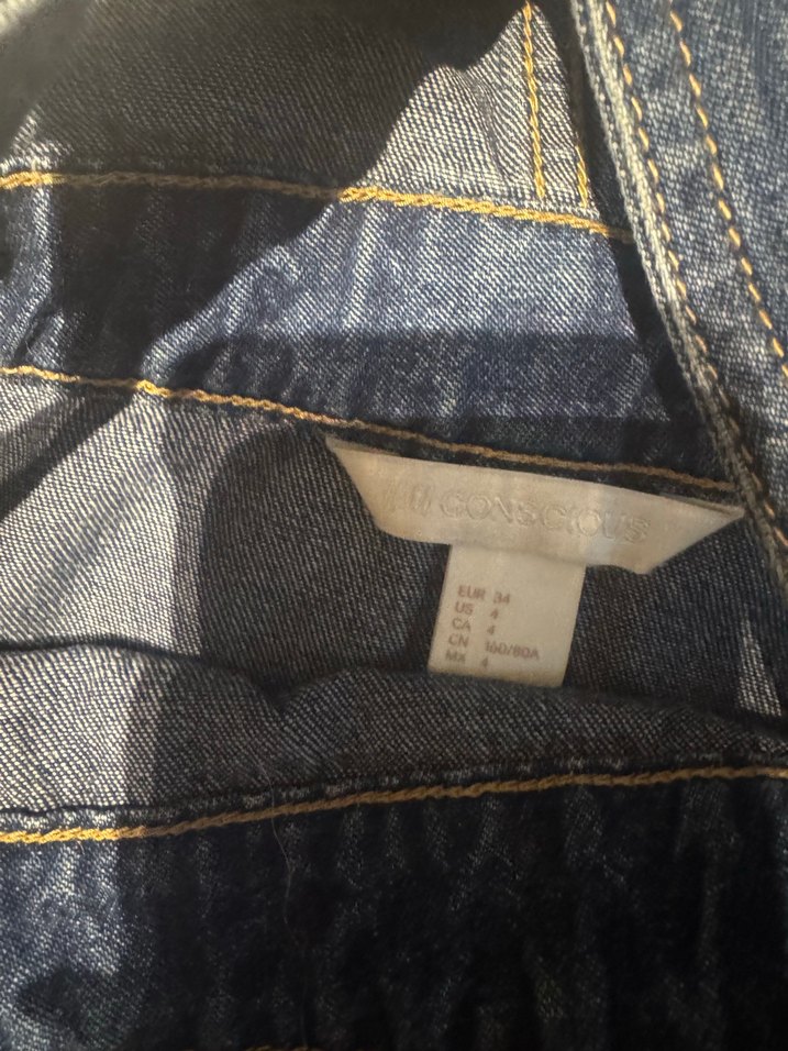 Kadın Lacivert Denim Askılı Midi Salopet - Görsel 2