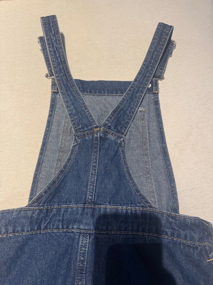 Kadın Lacivert Denim Askılı Midi Salopet - Görsel 3