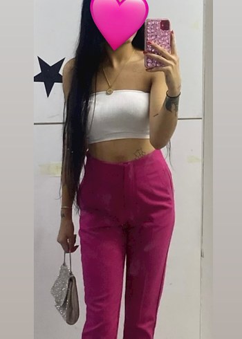 Pembe Kadın Cigarette Pantolon Midi Boy