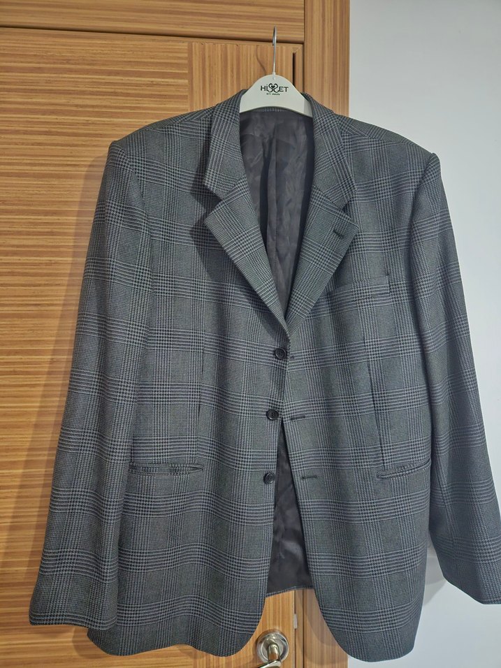 Blu marka gri çizgili erkek ceket - Görsel 2