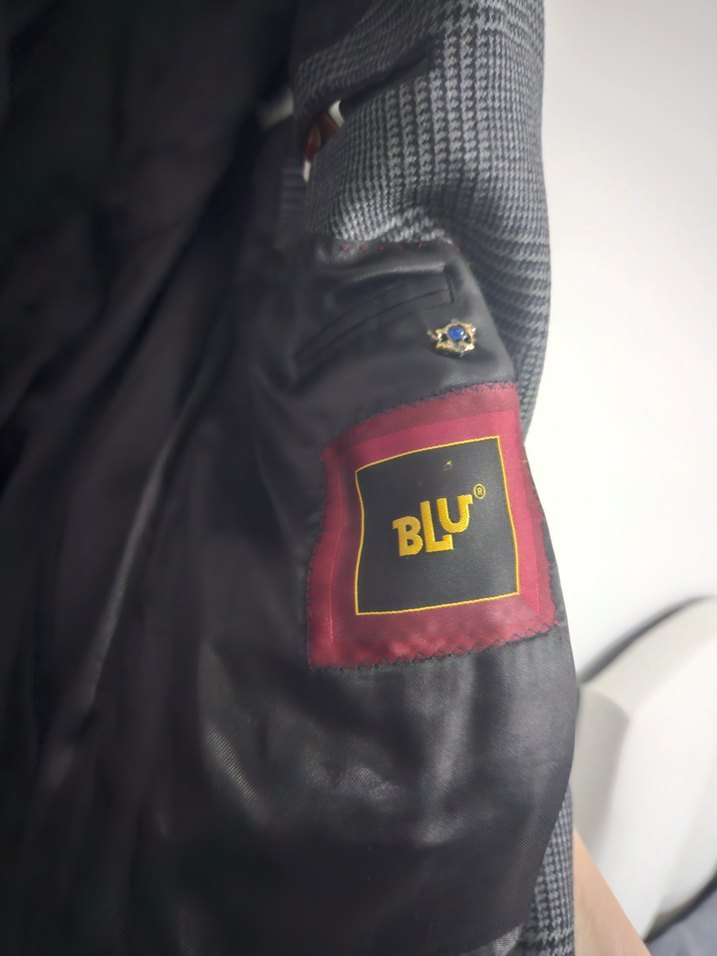 Blu marka gri çizgili erkek ceket - Görsel 3