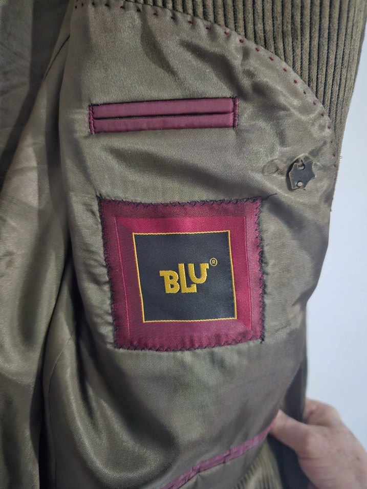 Blu haki yeşil  kadife Erkek Ceket - Görsel 3