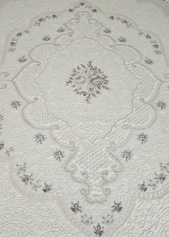 İşlemeli Beyaz Klasik Halı - Görsel 3